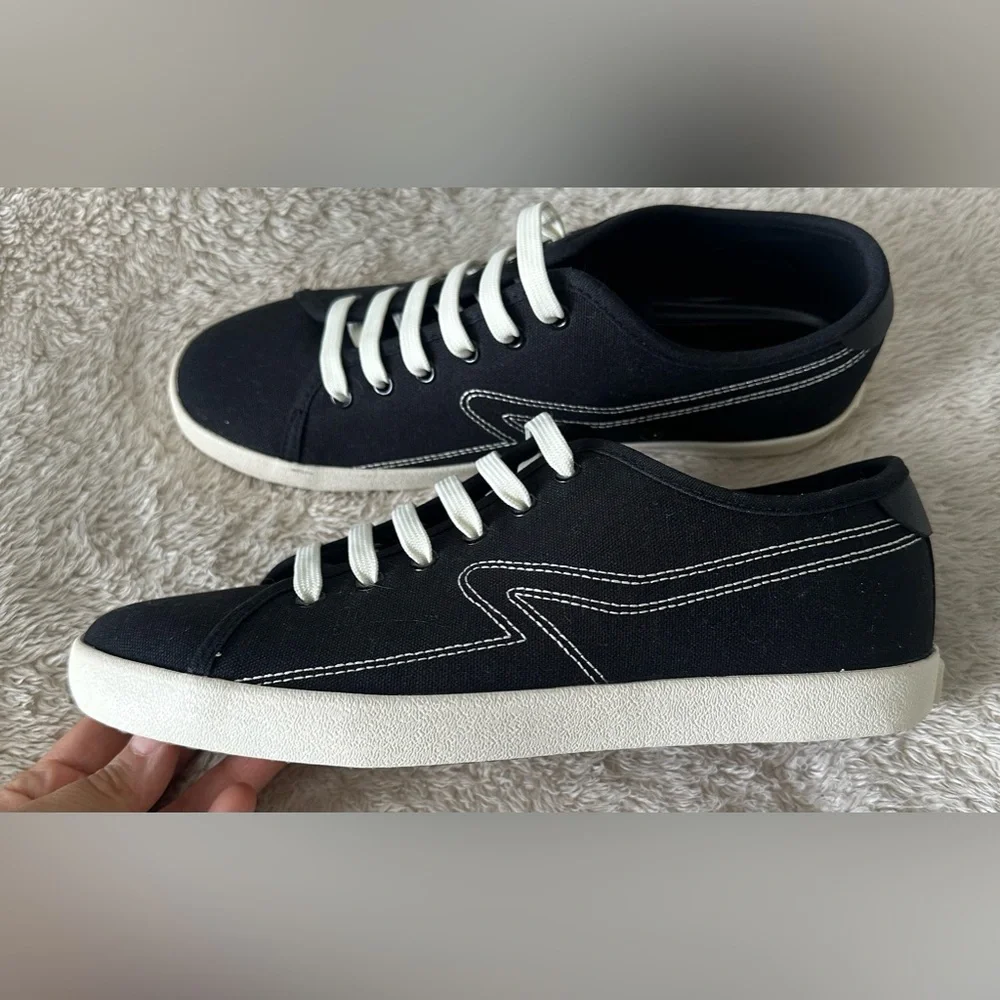 RAG & BONE Black Canvas Court Sneaker size 39
